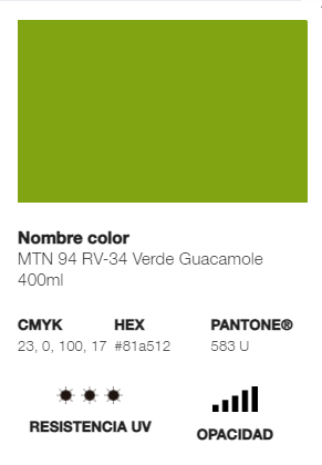 Catálogo de Cores do Spray Montana 94: verde guacamole.