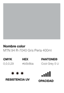 Catálogo de Cores do Spray Montana 94: cinzento pérola.