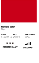 Spray pinças de travão: código da cor vermelha.